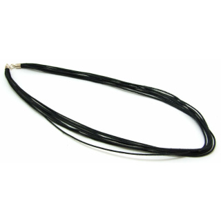 Baumwollband schwarz, 8-reihig, 3mm x 45cm, 925er Silber Verschluß