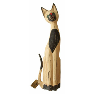 Katze sitzend - aus Albesinaholz, handbemalt, ca.60 cm hoch und 15 cm breit