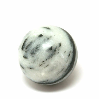 Onyxmarmor Qi Gong Kugel, grau-weiß meliert, ca. Ø 33 mm