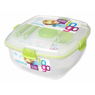 Sistema Lunchbox To Go + Kühlelement + Besteck quadratisch grün 1,3