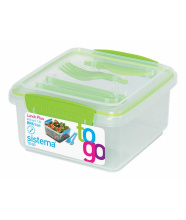 Sistema Lunchbox To Go + Besteck quadratisch grün 1,2 l