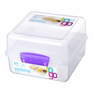 Sistema Lunchbox To Go 3-fach unterteilt quadratisch lila 1,3 l